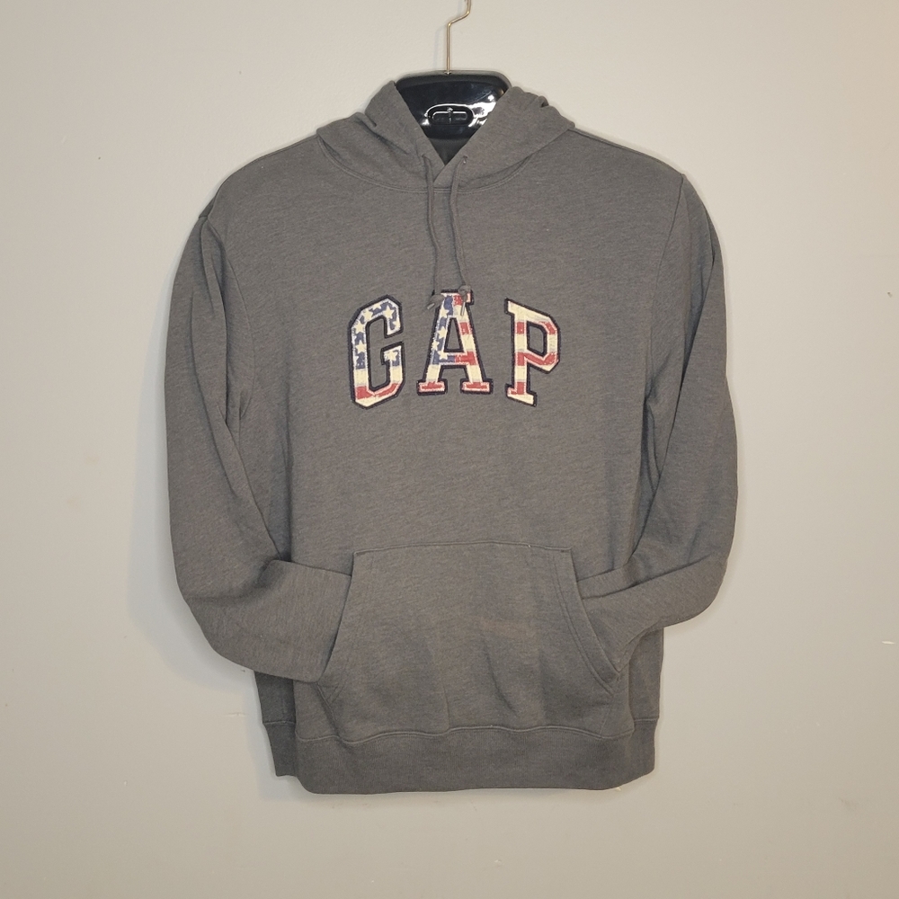 Vintage Y2K Gap USA Flag Arch Spellout Hoodie Large